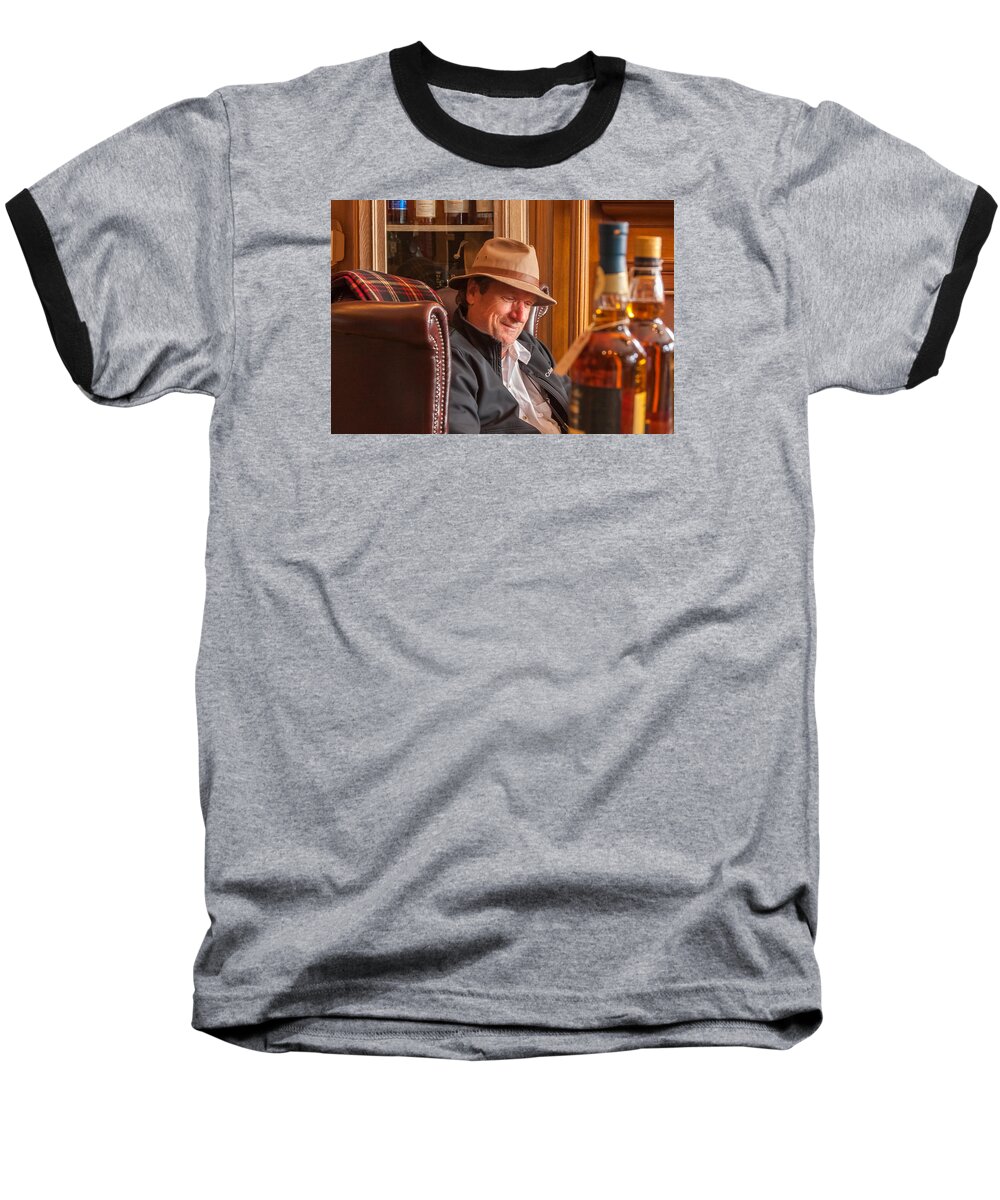 Whisky Baseball T-Shirt featuring the photograph Oban Whisky Shop by Kathleen McGinley