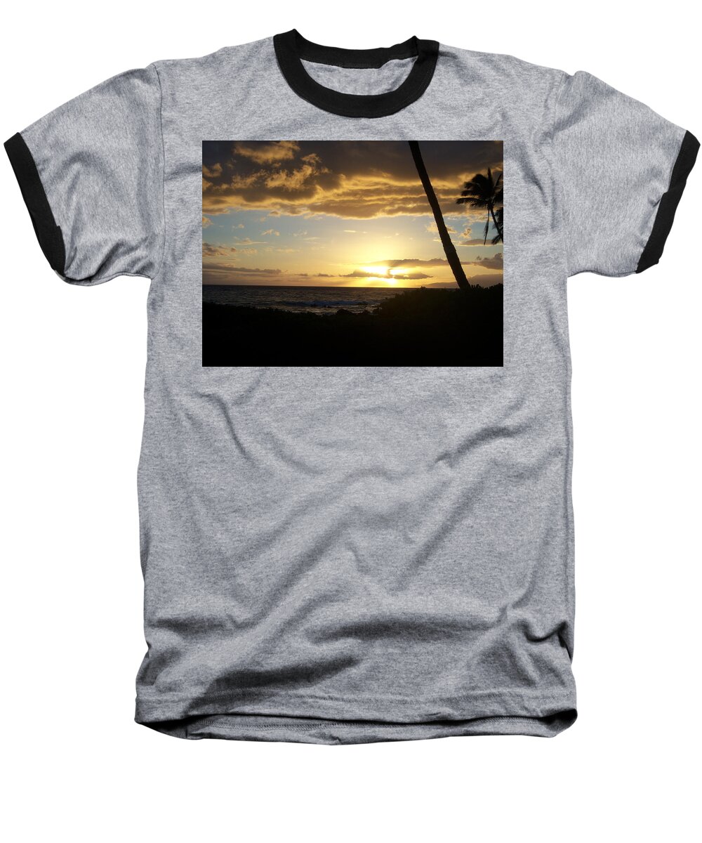 Landscape Baseball T-Shirt featuring the photograph Ocean Sunset by Charles HALL