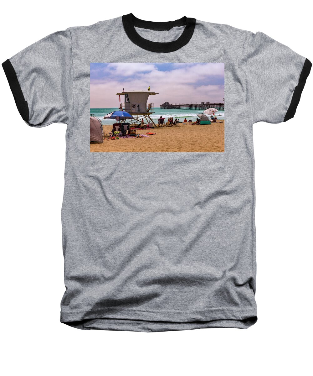Oceanside Baseball T-Shirt featuring the photograph Oceanside Lifeguard by Bryant Coffey