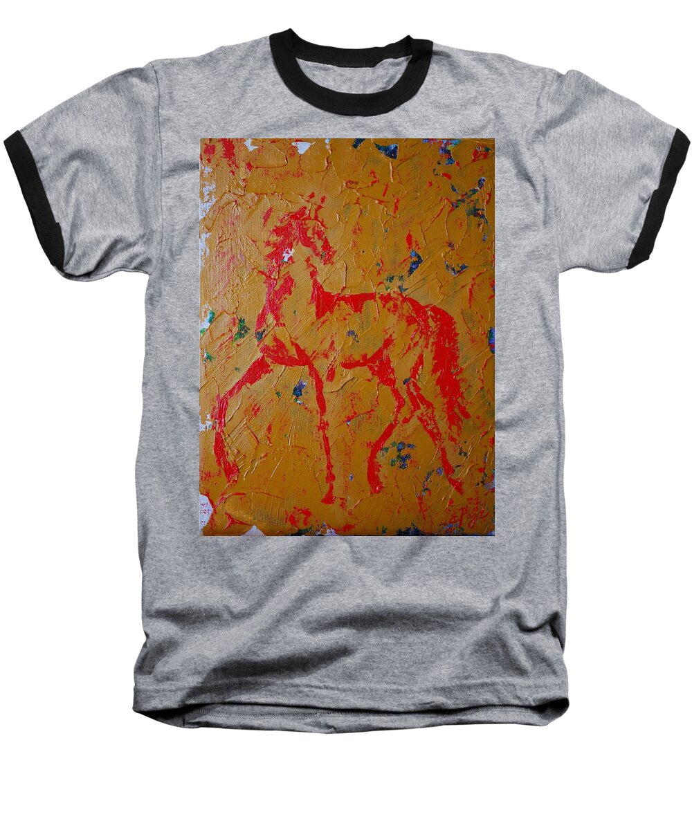 Horse Baseball T-Shirt featuring the painting Ochre Horse by Emily Page