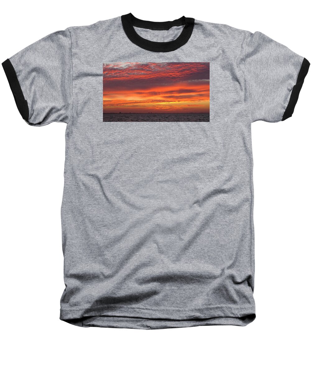 Sunrise Baseball T-Shirt featuring the photograph October's Sunrise on Sanibel Island by Melinda Saminski