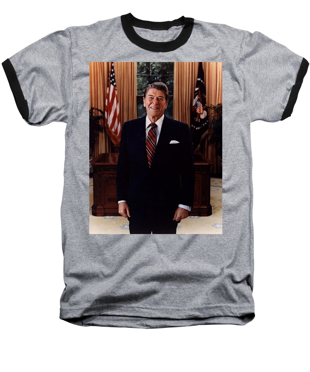 1985 Baseball T-Shirt featuring the photograph Official Portrait Of President Ronald Reagan 1985 by Mountain Dreams