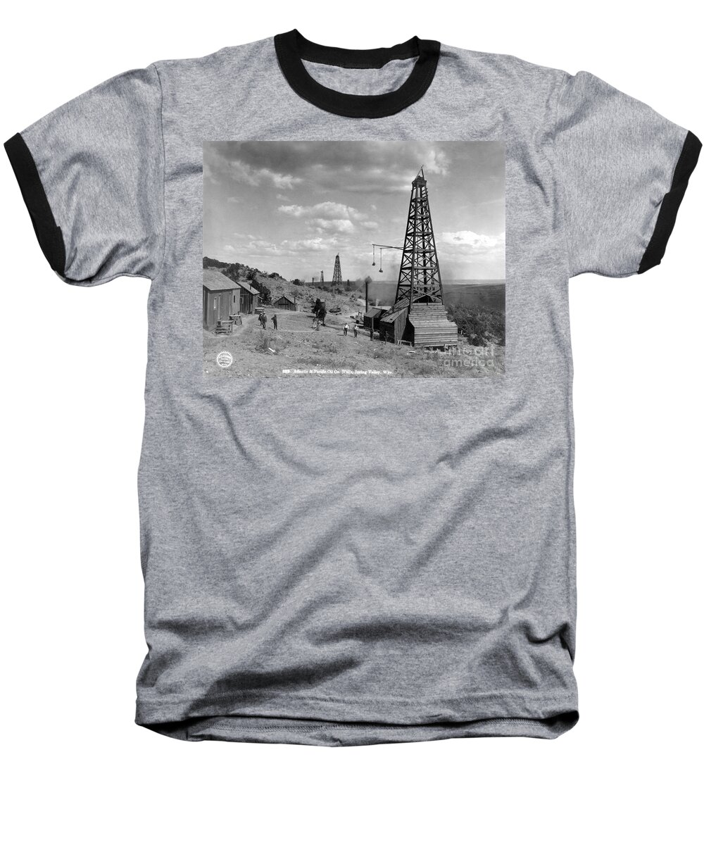 1910 Baseball T-Shirt featuring the photograph OIL WELL, WYOMING, c1910 by Granger