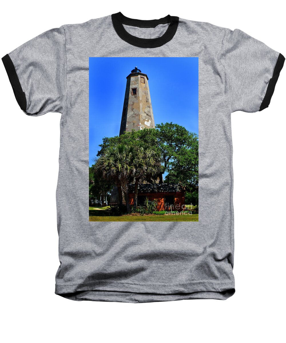 Bald Head Island Baseball T-Shirt featuring the photograph Old Baldy Lighthouse by Amy Lucid