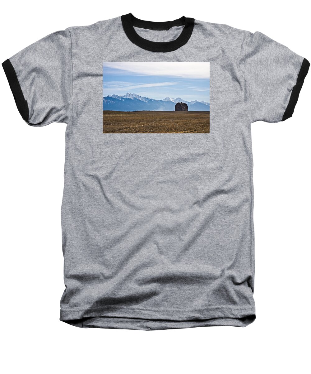 Montana Baseball T-Shirt featuring the photograph Old Barn, Mission Mountains by Jedediah Hohf