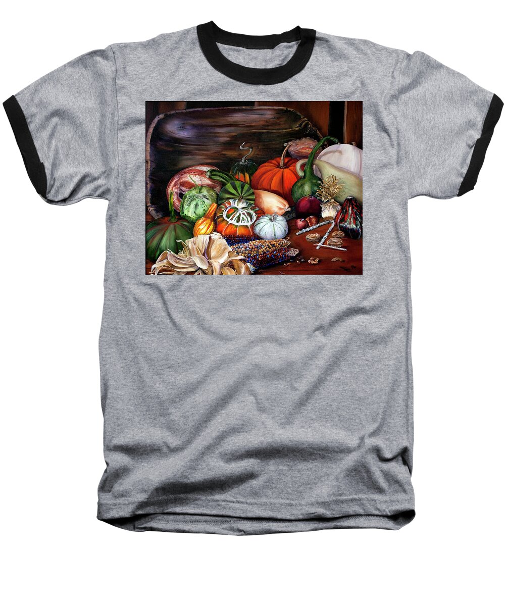 Still Life Baseball T-Shirt featuring the painting Old Bowl Cornucopia by Terry R MacDonald