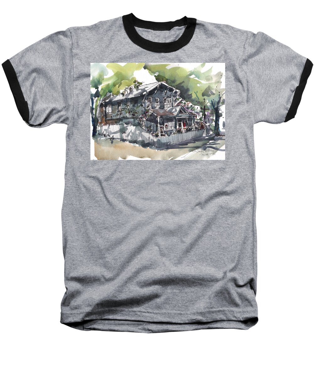 Tampa Baseball T-Shirt featuring the painting Old Hyde Parke Board House by Gaston McKenzie