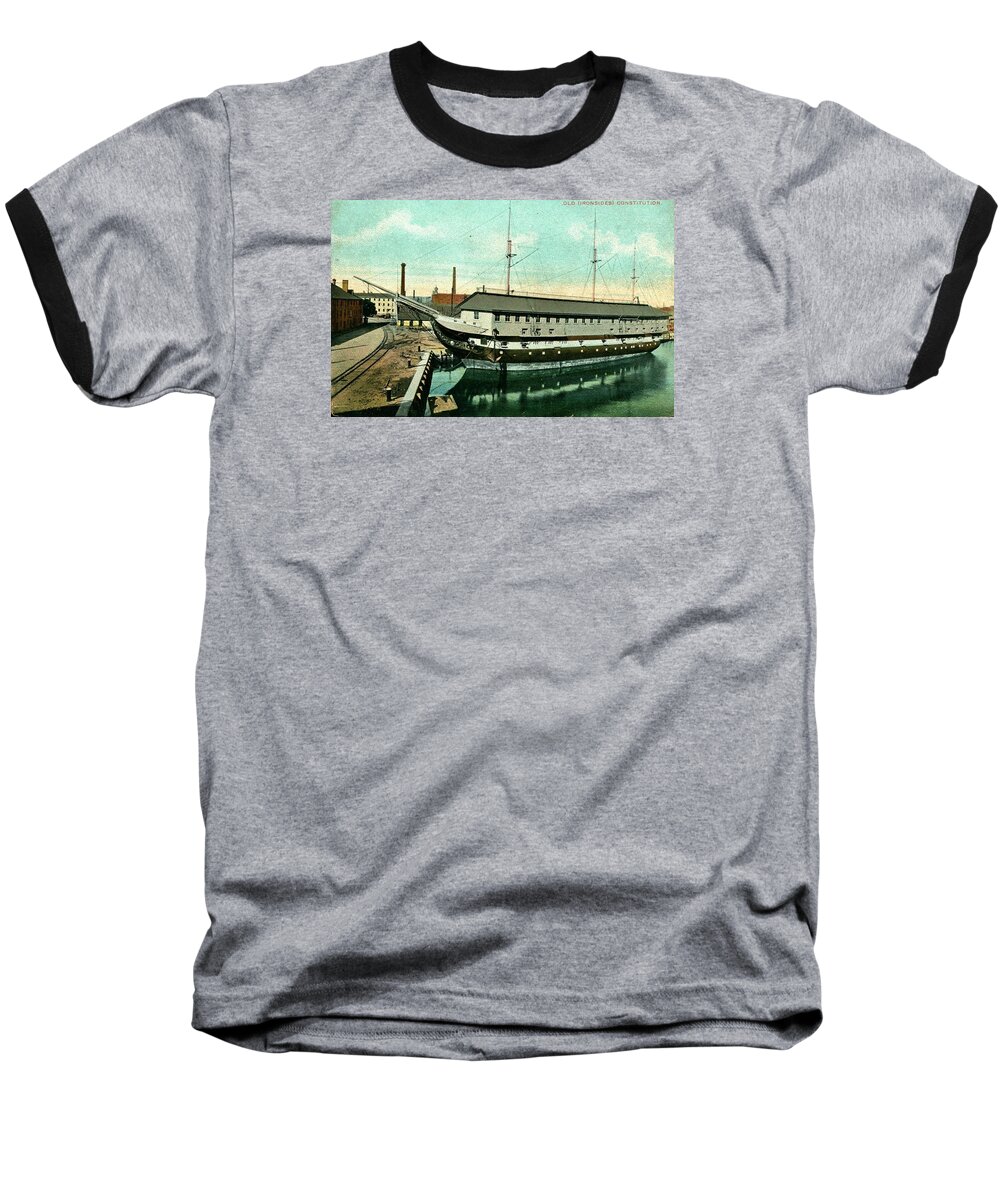 Ship Baseball T-Shirt featuring the photograph Old Ironsides-circa.1900 by Robert Nickologianis