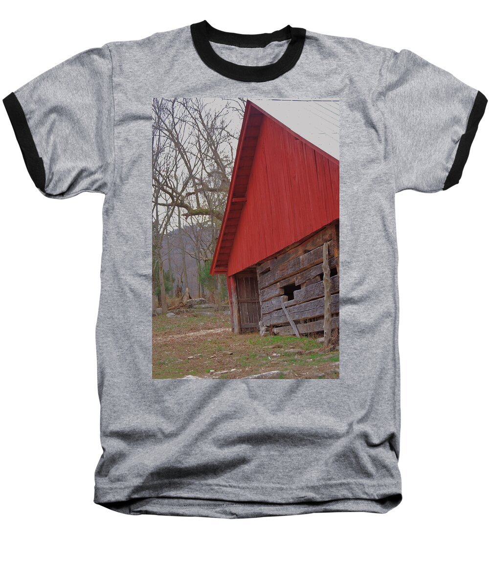 Barn Baseball T-Shirt featuring the photograph Old Log Barn by Debbie Karnes