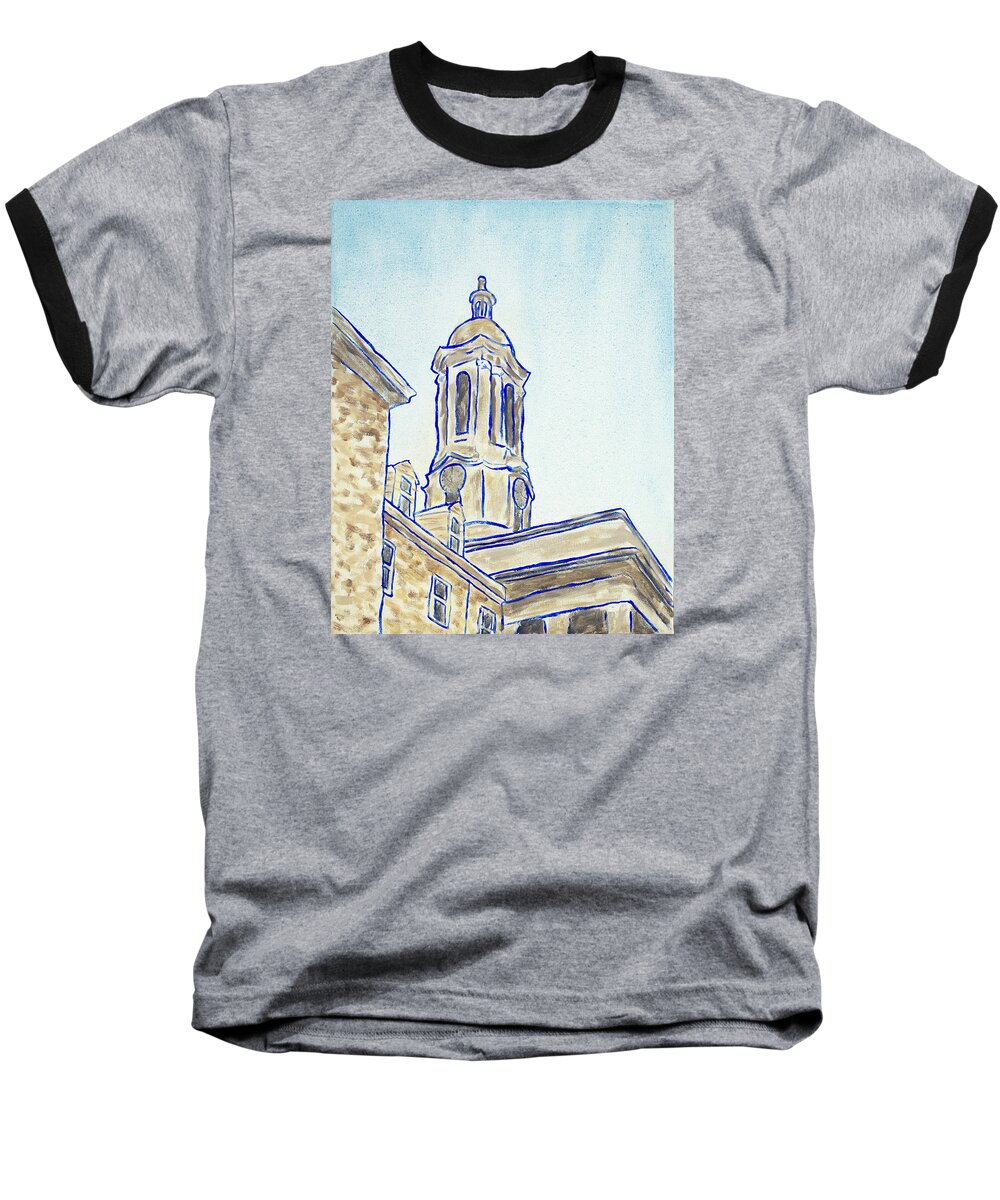 Architecture Baseball T-Shirt featuring the painting Old Main by Elizabeth Blair-Nussbaum