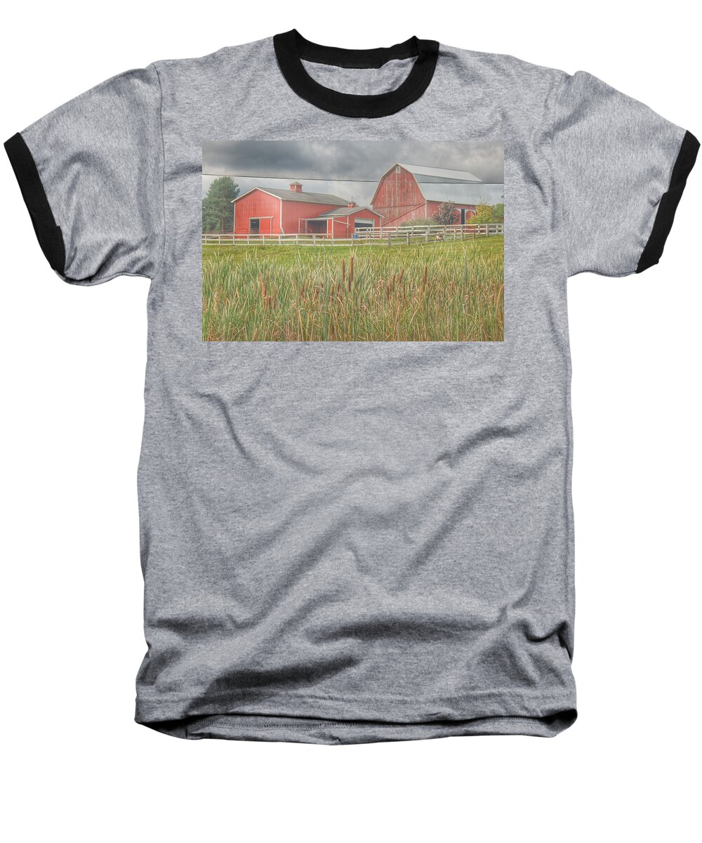 Barn Baseball T-Shirt featuring the photograph 0033 - Old Meets New by Sheryl L Sutter