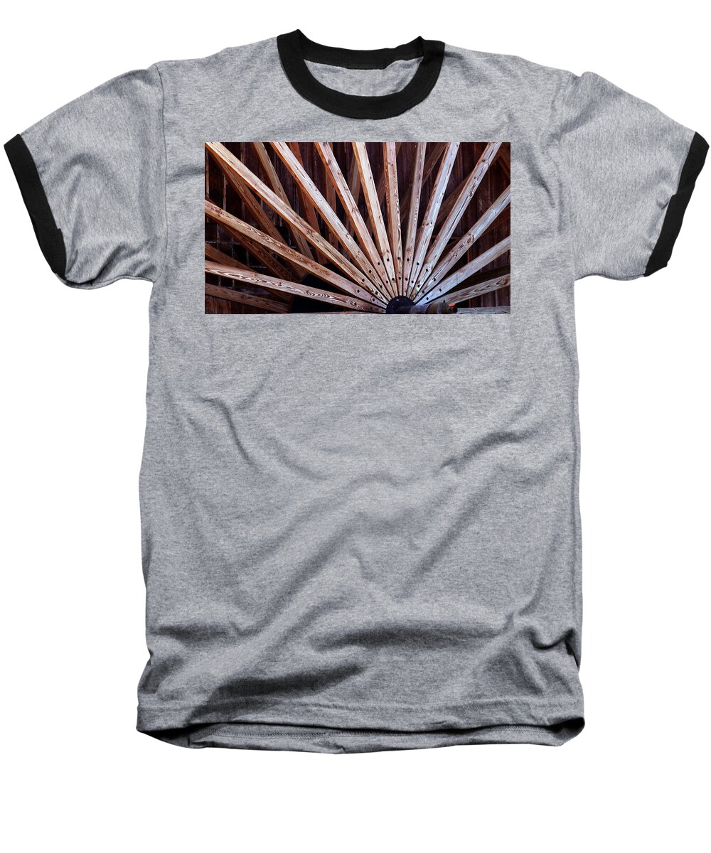 Sepia Baseball T-Shirt featuring the photograph Old Mill Wheel by Bob Johnson
