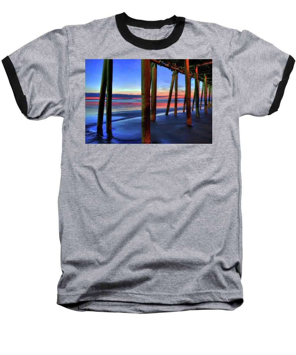 Old Orchard Beach Baseball T-Shirt featuring the photograph Old Orchard Beach Pier -Maine Coastal Art by Joann Vitali