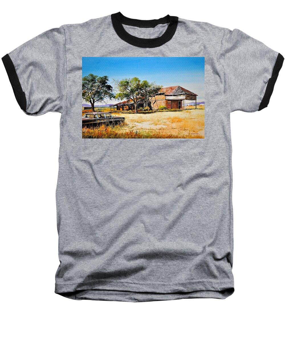 Landscape Baseball T-Shirt featuring the painting Old Route 66 by Robert W Cook