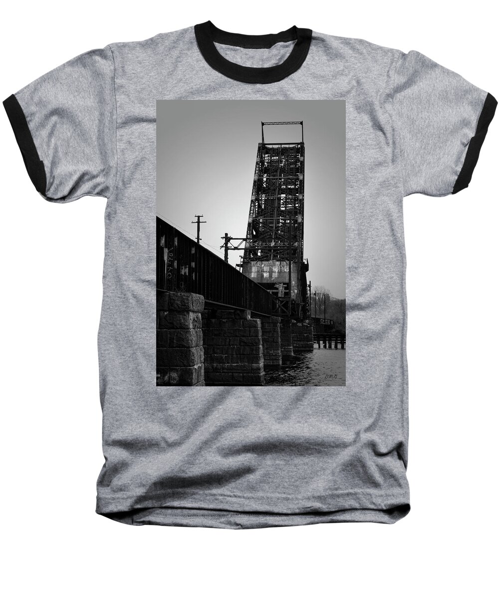 Railroad Baseball T-Shirt featuring the photograph Old RR Bridge Providence RI by David Gordon