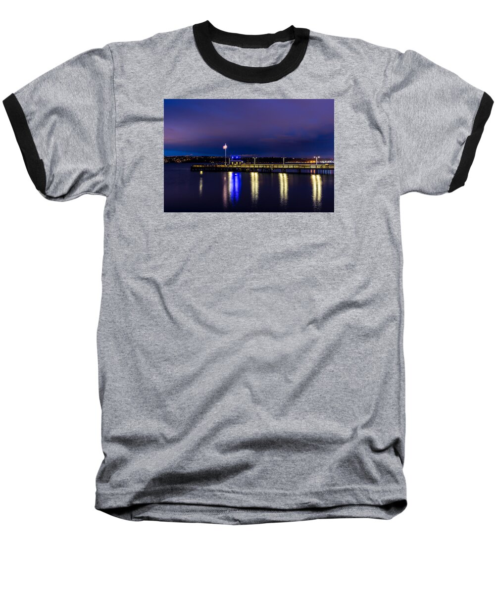 Rob Green Baseball T-Shirt featuring the photograph Old Town Pier During the Blue Hour by Rob Green
