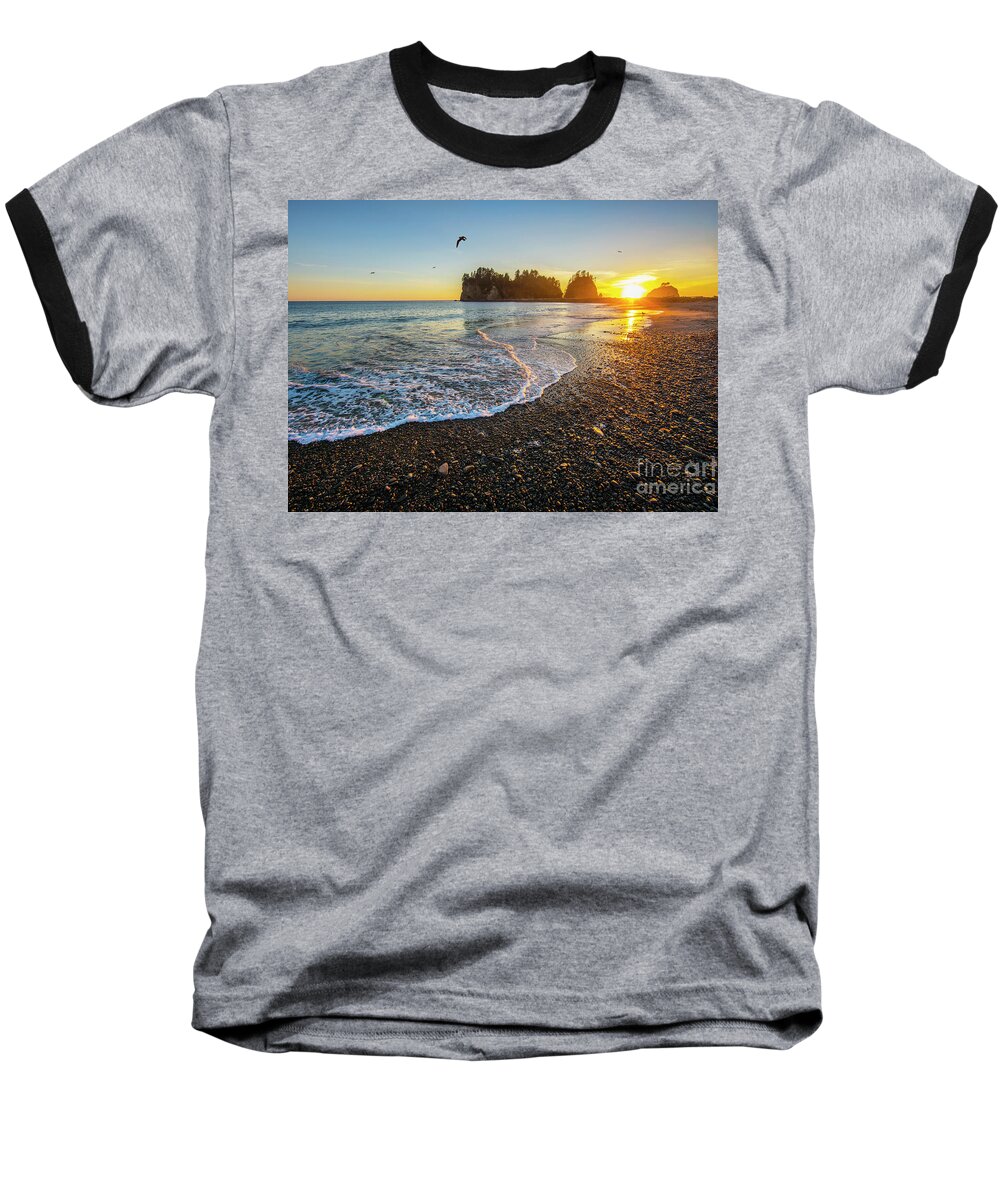 Sunset Baseball T-Shirt featuring the photograph Olympic Peninsula Sunset by Martin Konopacki