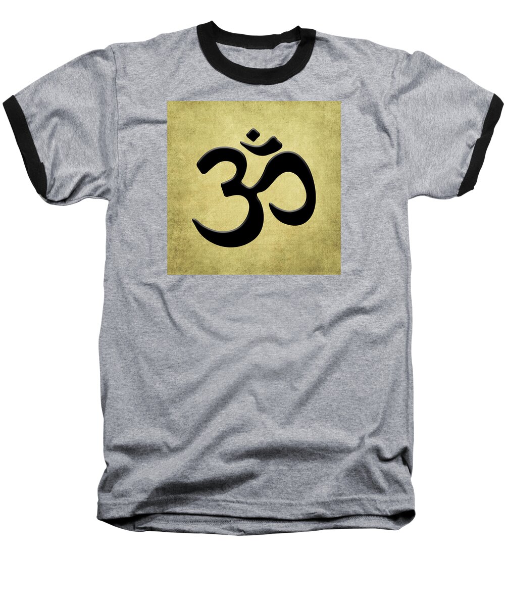 Om Gold Baseball T-Shirt featuring the painting OM Gold by Kandy Hurley