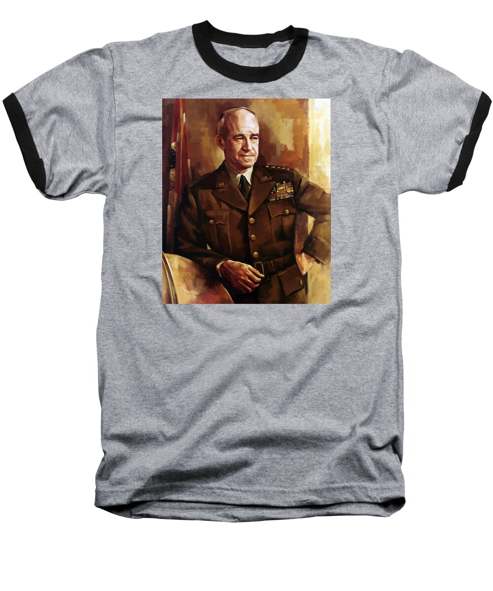 Omar Bradley Baseball T-Shirt featuring the painting Omar Bradley by War Is Hell Store