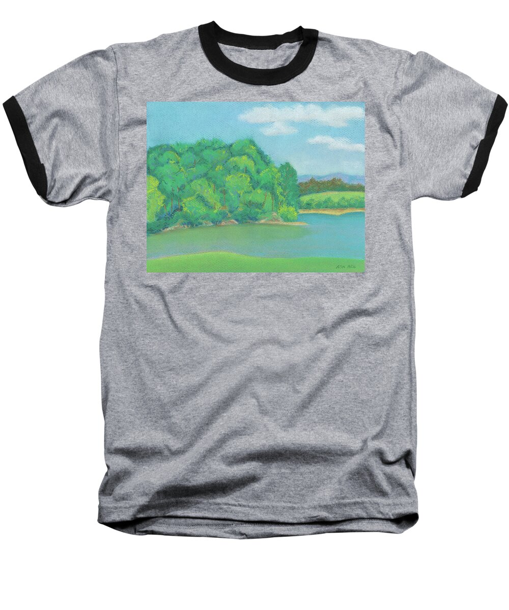 Art Baseball T-Shirt featuring the pastel Omega Afternoon by Anne Katzeff
