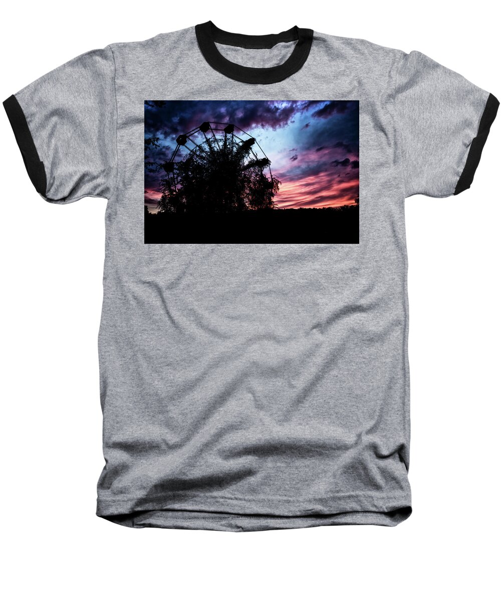 Reformedphotography Baseball T-Shirt featuring the photograph Ominous Abandoned Ferris Wheel by Travis Rogers