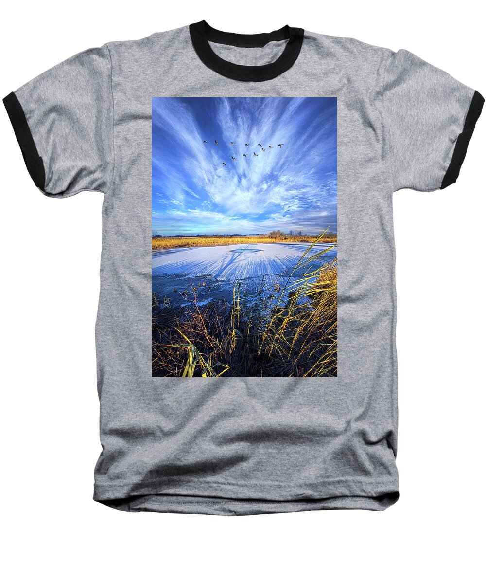Clouds Baseball T-Shirt featuring the photograph On Frozen Pond by Phil Koch