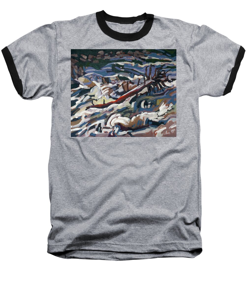 1970 Baseball T-Shirt featuring the painting On the Brink of Grande Chute by Phil Chadwick
