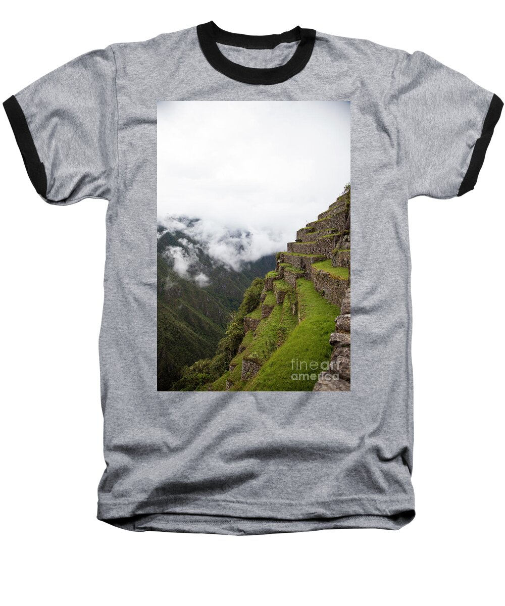 Machu Picchu Baseball T-Shirt featuring the photograph On the Edge by Timothy Johnson
