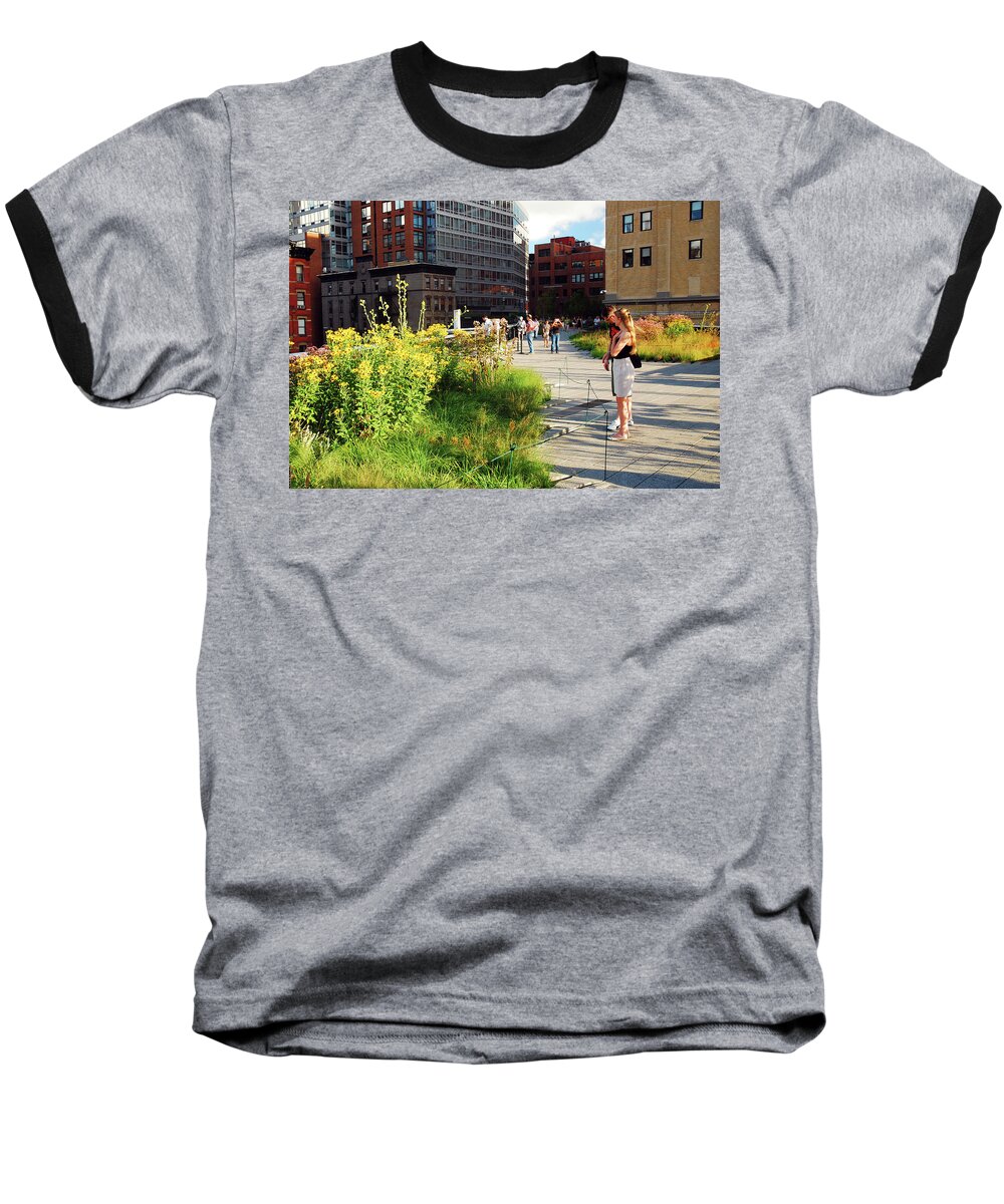 High Baseball T-Shirt featuring the photograph On the High Line by James Kirkikis