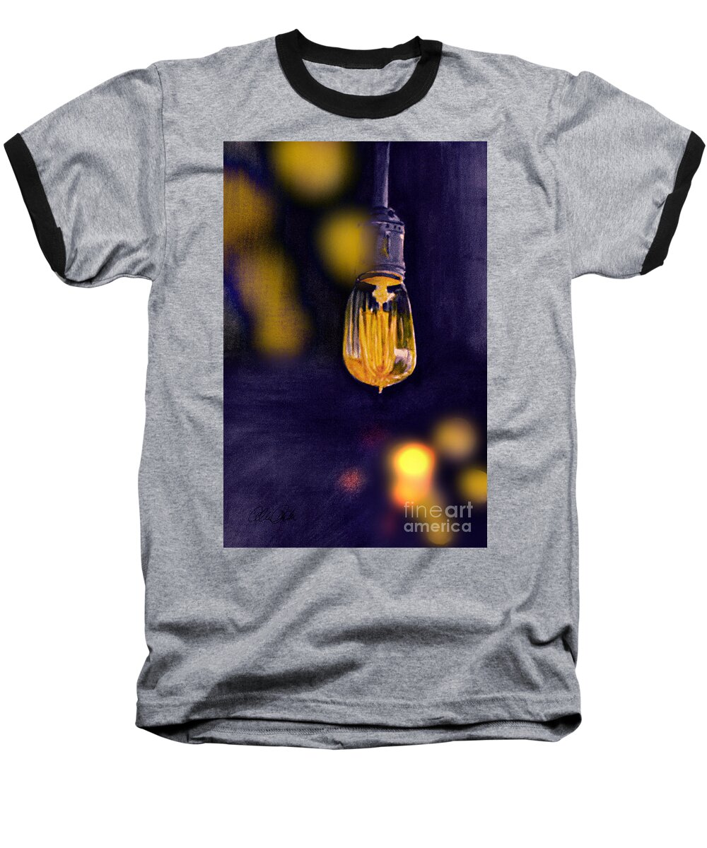 Lights Baseball T-Shirt featuring the painting One Light by Allison Ashton