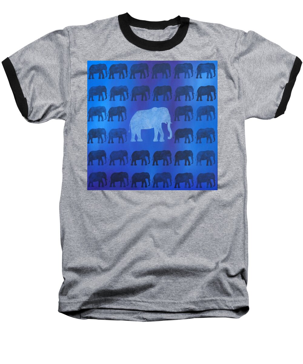 Elephant Baseball T-Shirt featuring the painting One Thousand Goodbyes by Emily Page