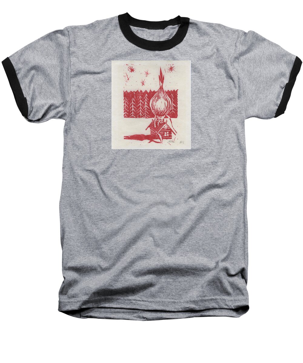 Onion Baseball T-Shirt featuring the mixed media Onion Dome by Alla Parsons