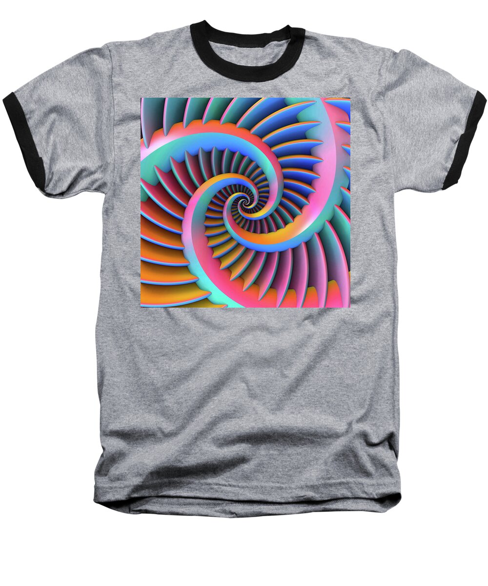 Spirals Baseball T-Shirt featuring the digital art Opposing Spirals by Lyle Hatch