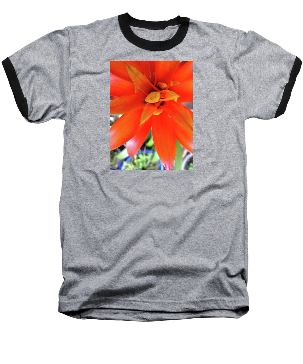 Orange Flower Baseball T-Shirt featuring the photograph Orange Bromeliad by Lehua Pekelo-Stearns