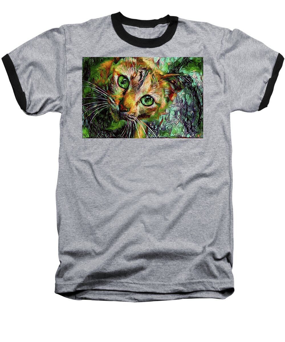 Orange Cat Baseball T-Shirt featuring the photograph Orange Cat - Green Eyes by Peggy Collins