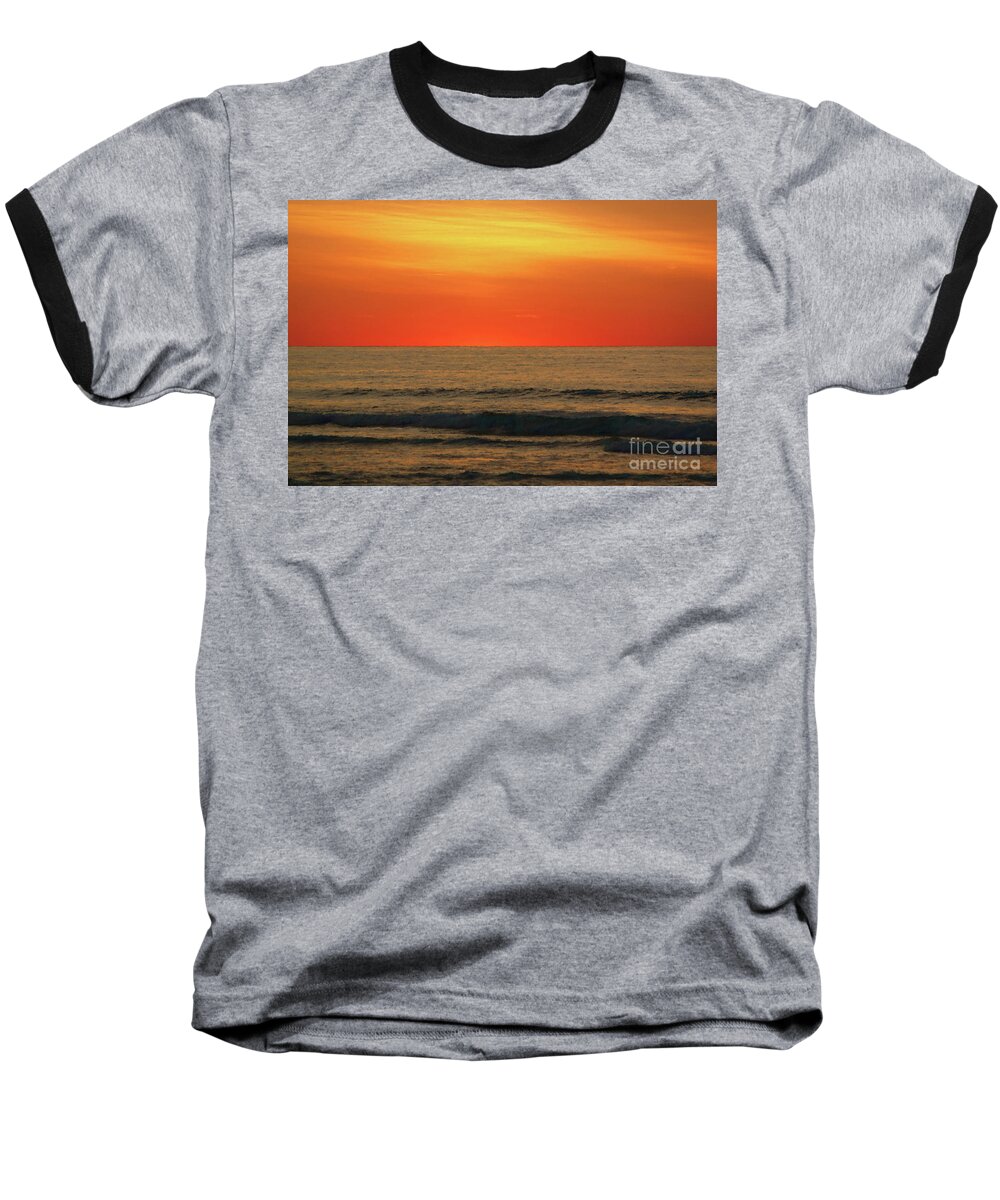 Sunrise Baseball T-Shirt featuring the photograph Orange Sunset On The Jersey Shore by Jeff Breiman