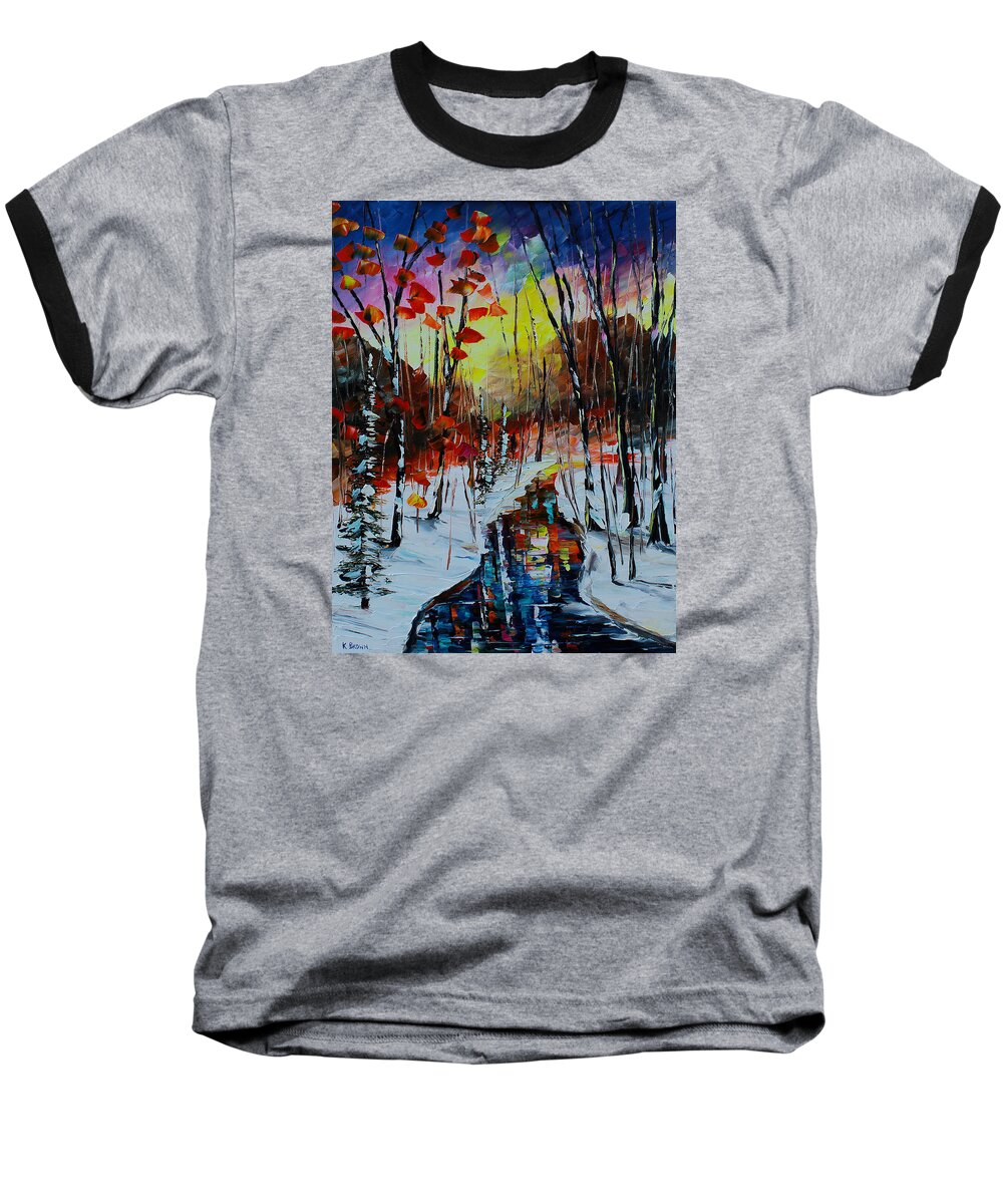 Winter Baseball T-Shirt featuring the painting Orange Winter by Kevin Brown