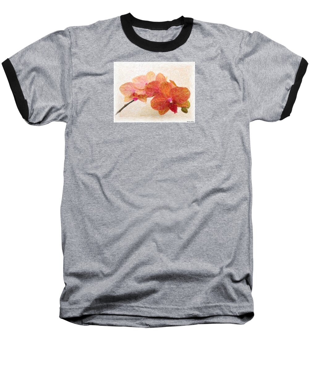 Orchid Baseball T-Shirt featuring the painting Orchid Beauty by Marian Lonzetta