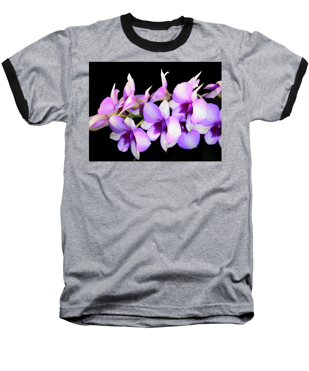 Orchids Baseball T-Shirt featuring the digital art Orchids by Ronald Bolokofsky