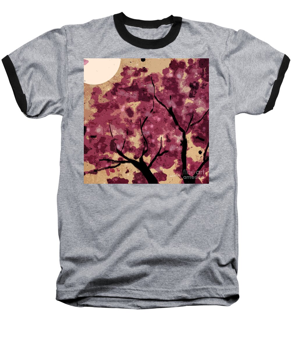 Oriental Baseball T-Shirt featuring the mixed media Oriental Plum Blossom by Xueling Zou