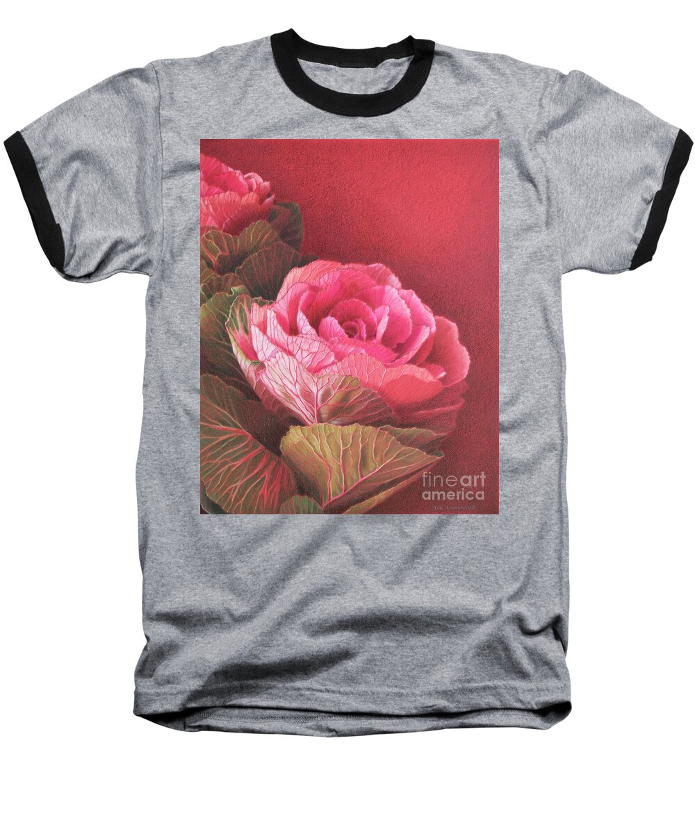 Flowers Baseball T-Shirt featuring the painting Ornamental Kale by Jan Lawnikanis