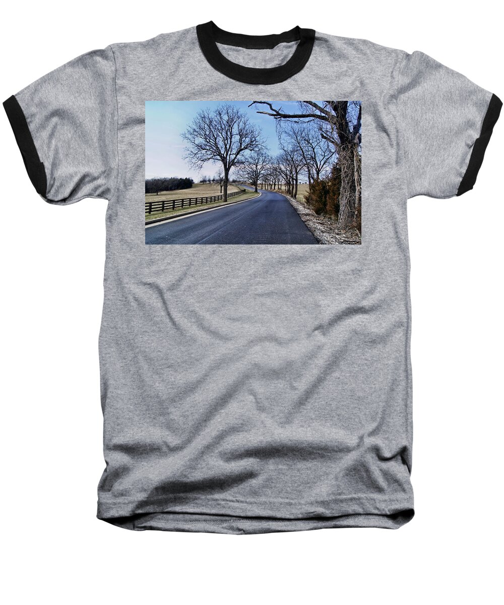 osage County Road Baseball T-Shirt featuring the photograph Osage County Road by Cricket Hackmann