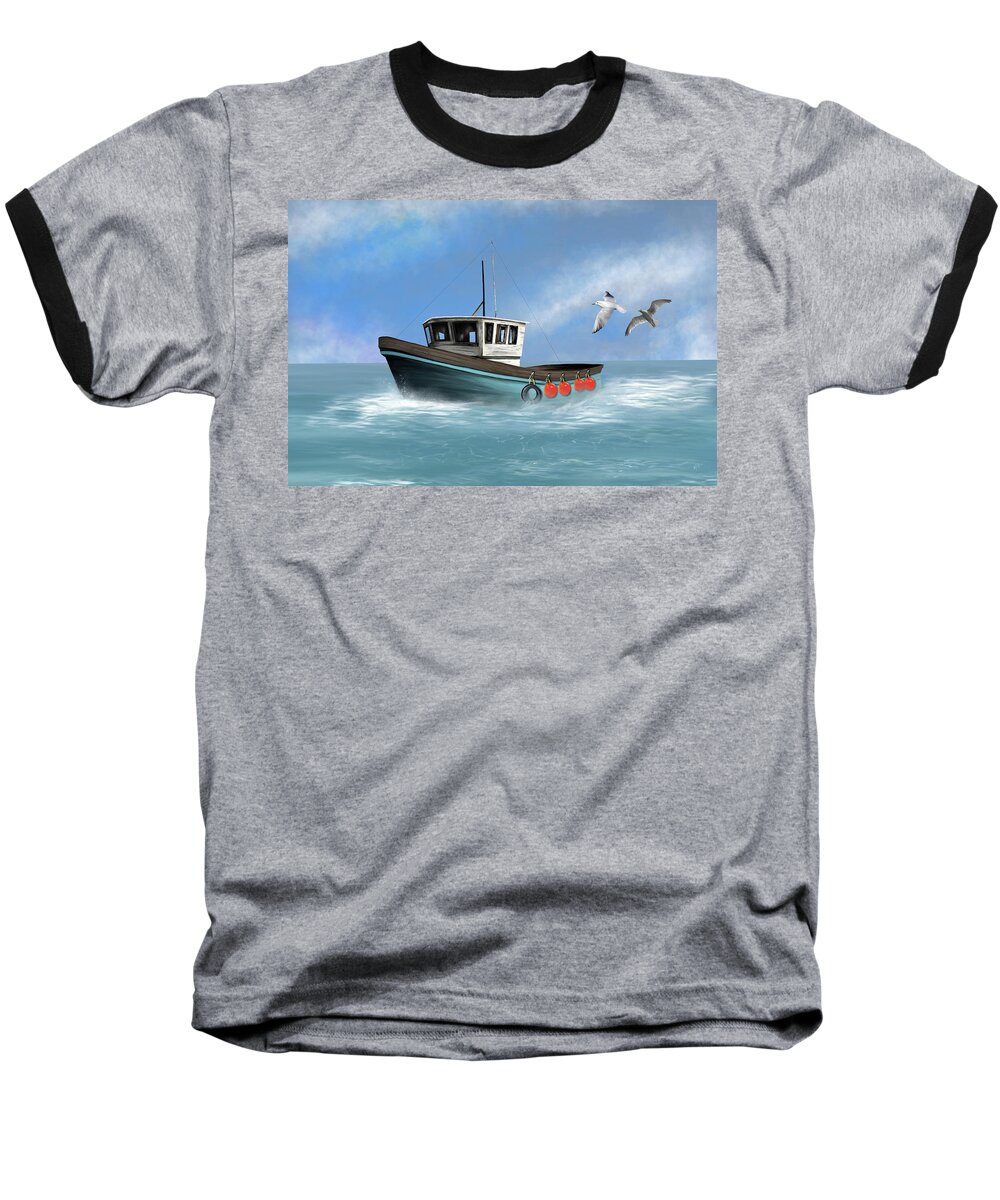“fishing Boat Osprey” Baseball T-Shirt featuring the digital art Osprey by Mark Taylor