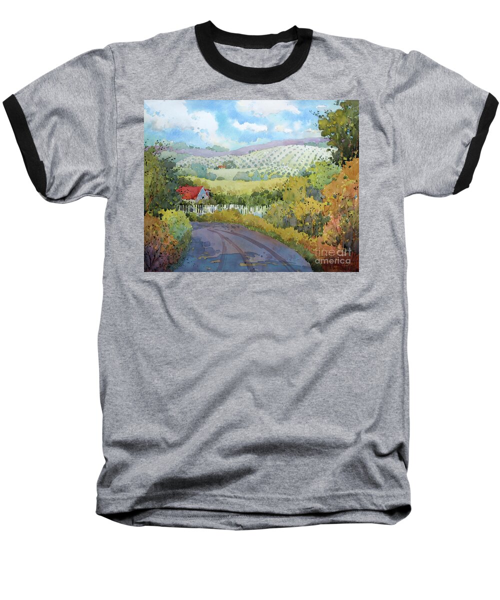 Homestead Baseball T-Shirt featuring the painting Out Santa Creek Road by Joyce Hicks
