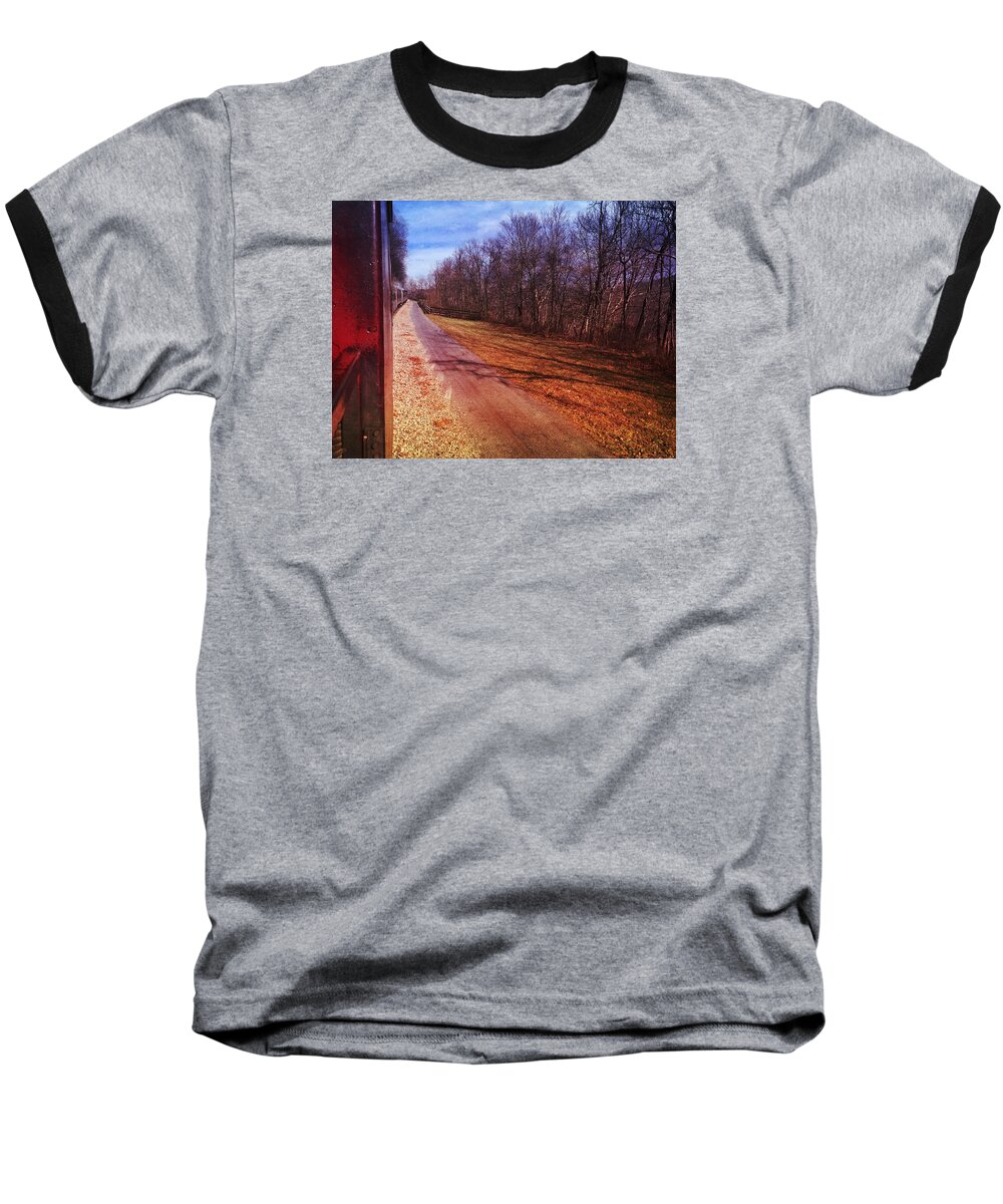 Train Baseball T-Shirt featuring the photograph Out the Window by Chris Montcalmo