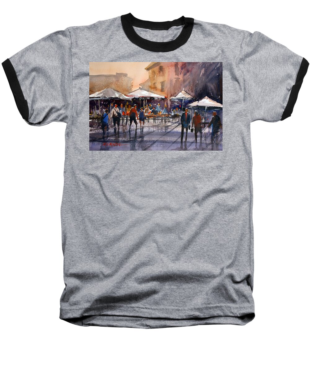 Ryan Radke Baseball T-Shirt featuring the painting Outdoor Market - Rome by Ryan Radke