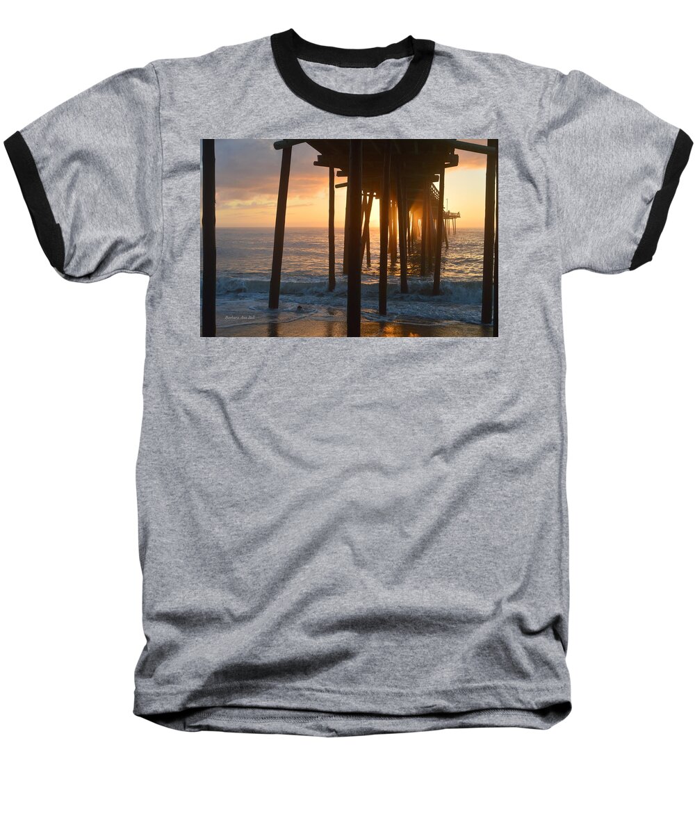 Sunrise Baseball T-Shirt featuring the photograph Outer Banks Pier 7/6/18 by Barbara Ann Bell