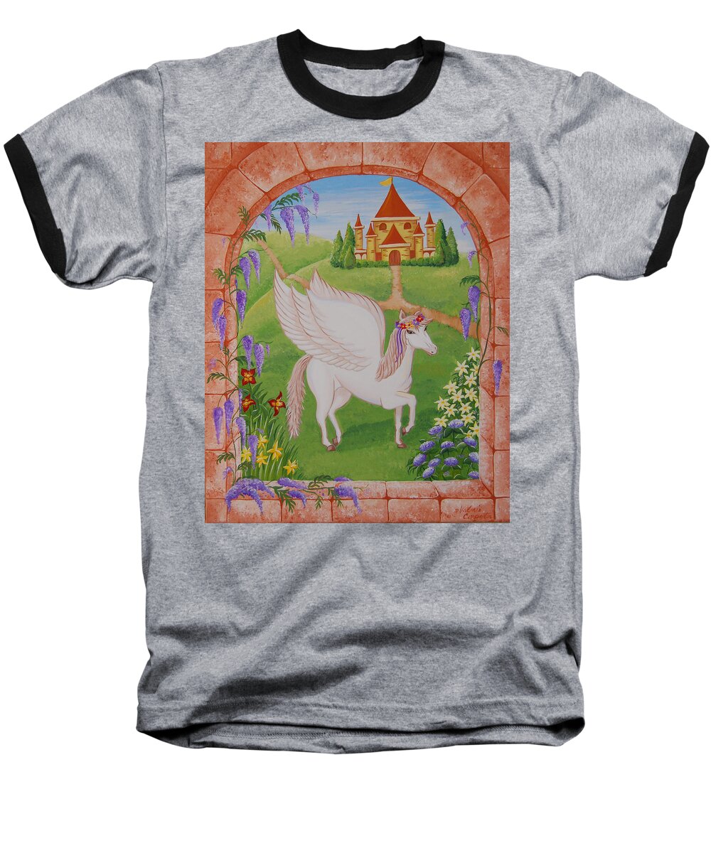 Horses Baseball T-Shirt featuring the painting Outside the Window by Valerie Carpenter
