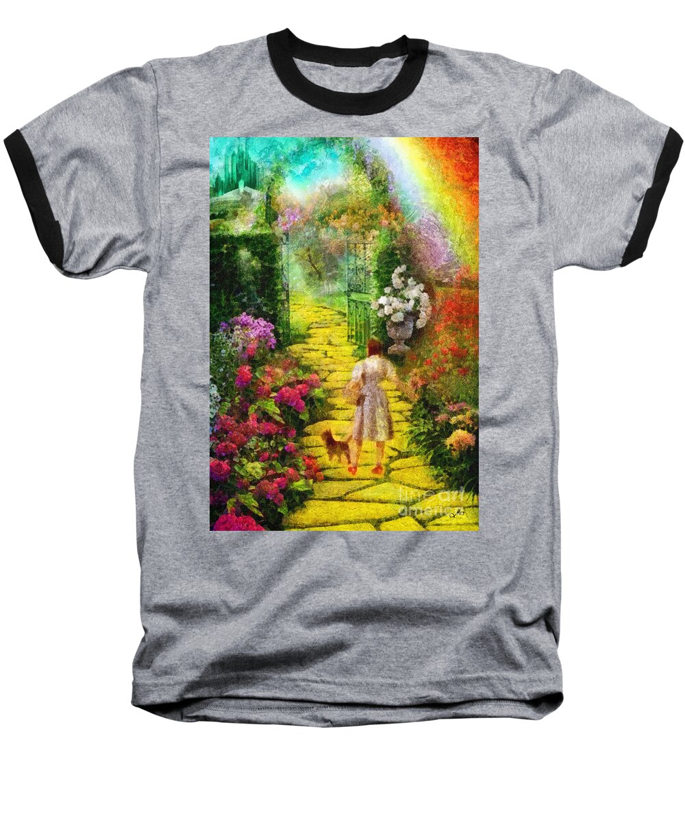 Over The Rainbow Baseball T-Shirt featuring the painting Over the Rainbow by Mo T