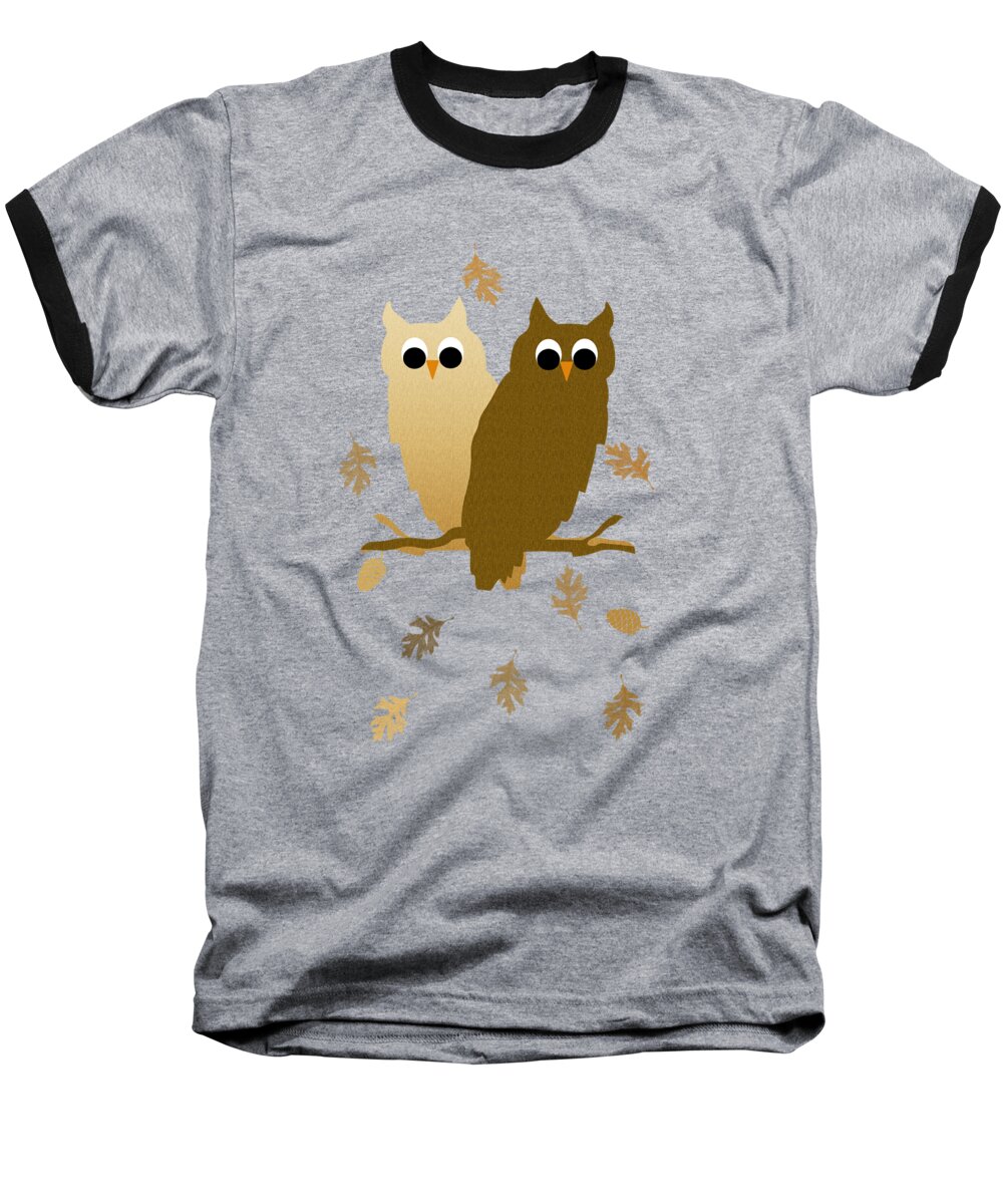 Owls Baseball T-Shirt featuring the mixed media Owl Pattern by Christina Rollo